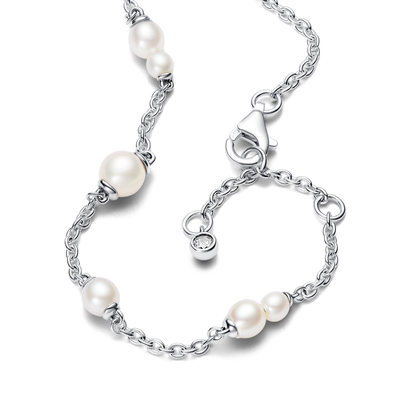 Treated Freshwater Cultured Pearl Station Chain Bracelet